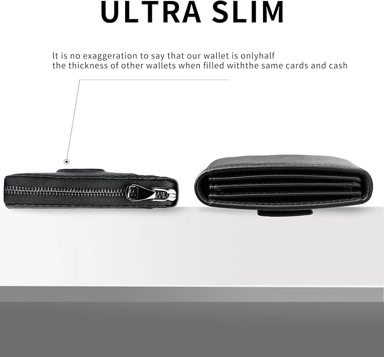 Men’s RFID Blocking Zipper Large Dimensions Wallet with 2 ID Windows - Large Capacity Design, 13 Credit Card Slots - Image 7