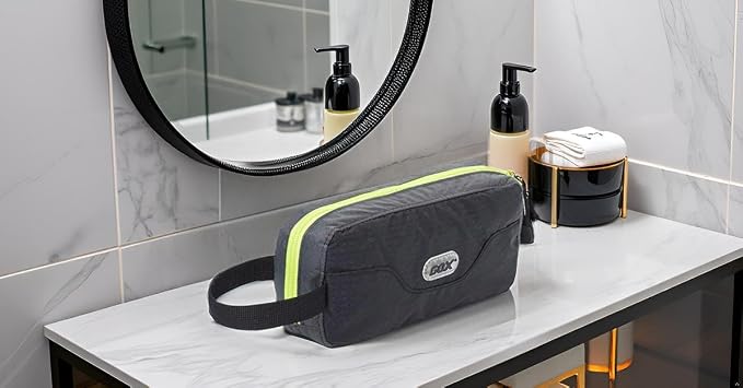 GOX Travel Small Toiletry Bag for Men Nylon Dopp Kit Medicine Bag Travel Organizer Pouch Shave Kits for Teens Toiletry Essentials Bathroom Compact (Black, 9.8 * 4.3 * 3.3 Inches) - Image 3