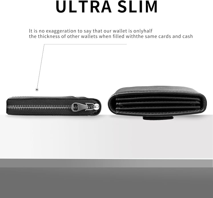Men’s RFID Blocking Zipper Large Dimensions Wallet with 2 ID Windows - Large Capacity Design, 13 Credit Card Slots - Image 7