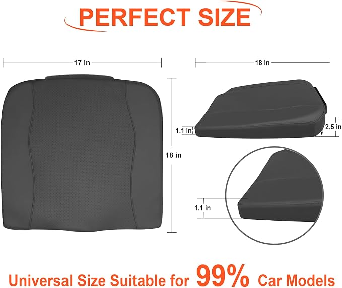 Lofty Aim Car Seat Cushion, Memory Foam Car Seat Cushions for Long Driving | Driver Seat Cushion Adds Height, Auto Seat Pillow for Sciatica Pain Relief, Butt Cushion for Car, Truck, PU Leather Gray - Image 7