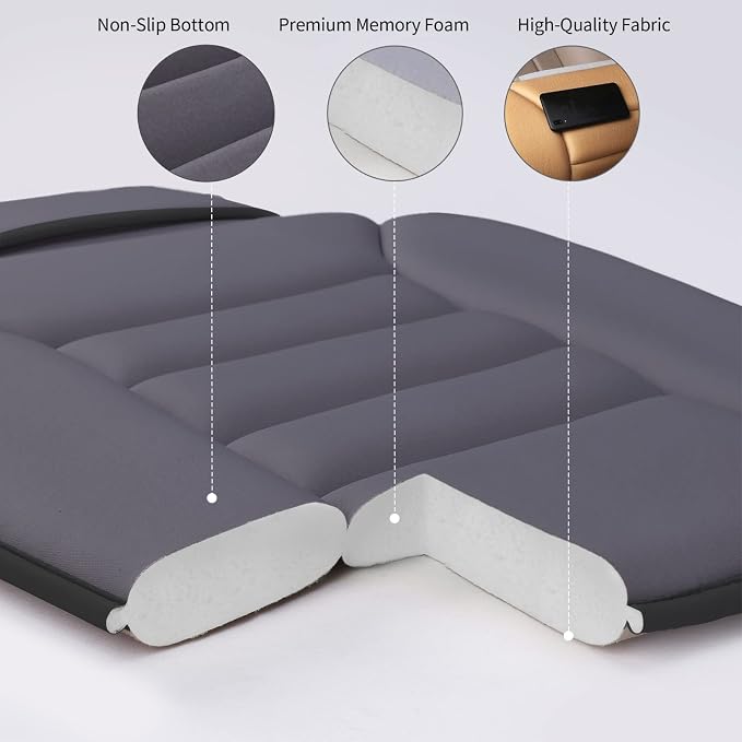Lofty Aim Car Seat Cushion for Driving, Memory Foam Driver Seat Cushion | Car Seat Cushion for Long Driving, Automotive Seat Cushion for Pain Relief, Car Seat Pillow Fits Car, Office Chair Dark Gray - Image 3