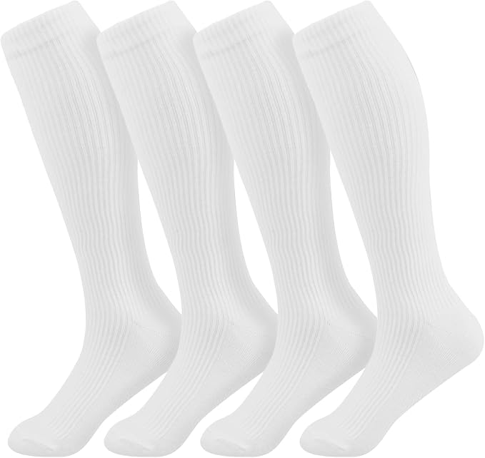 +MD Cotton Compression Socks for Women & Men 4/6 Pairs 15-20mmHg Knee High for Sports, Travel, Nursing Long Sitting Standing by MD