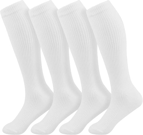 +MD Cotton Compression Socks for Women & Men 4/6 Pairs 15-20mmHg Knee High for Sports, Travel, Nursing Long Sitting Standing by MD
