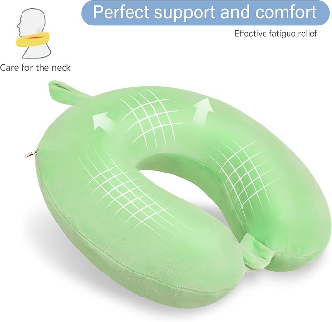 Neck Pillows for Travel Comfortable Travel Neck Pillow U Shape Memory Foam Support Neck and Head Portable Neck Travel Pillow Suitable for Airplane Trains Car Travelings - Image 4