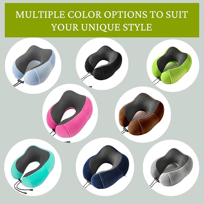 Travel Pillows for Airplane - Neck Pillow Airplane and Car Use - Soft Comfortable Memory Foam Travel Neck Pillow - Travel Essentials for Women and Men (Fruit Green) - Image 9