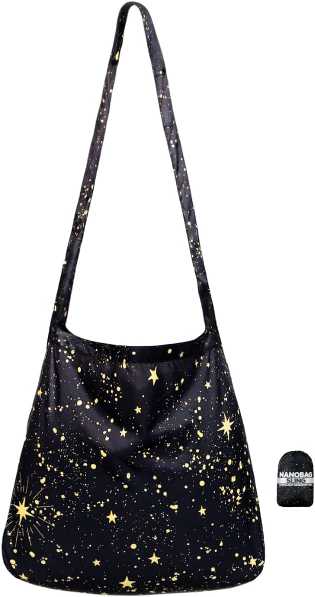 Nanobag Sling 19L Foldable Packable Crossbody Grocery Bag for Men & Women | 0.9 oz Premium Portable Collapsible Compact Ultralight Pocket-Sized for Everyday Use & Travel by Nanobag