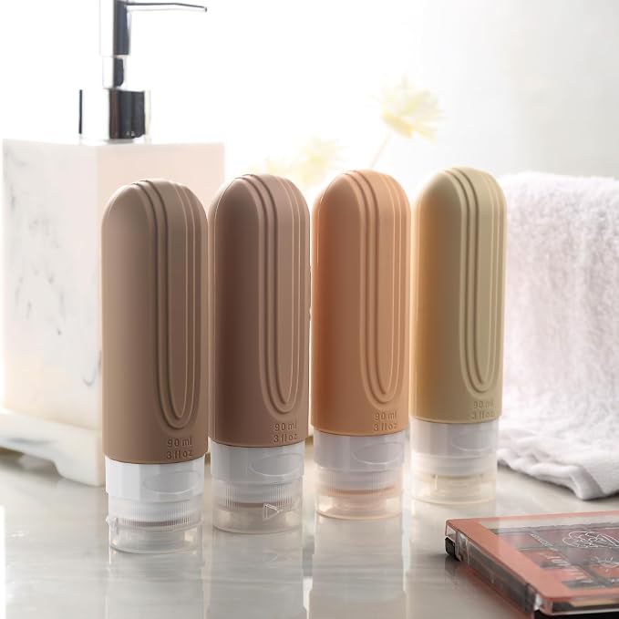 Mrsdry Travel Bottles for Toiletries, Tsa Approved 3oz Travel Size Containers BPA Free Leak Proof Refillable Liquid Silicone Squeezable Travel Accessories for Shampoo Conditioner Lotion (4 Pack) - Image 9