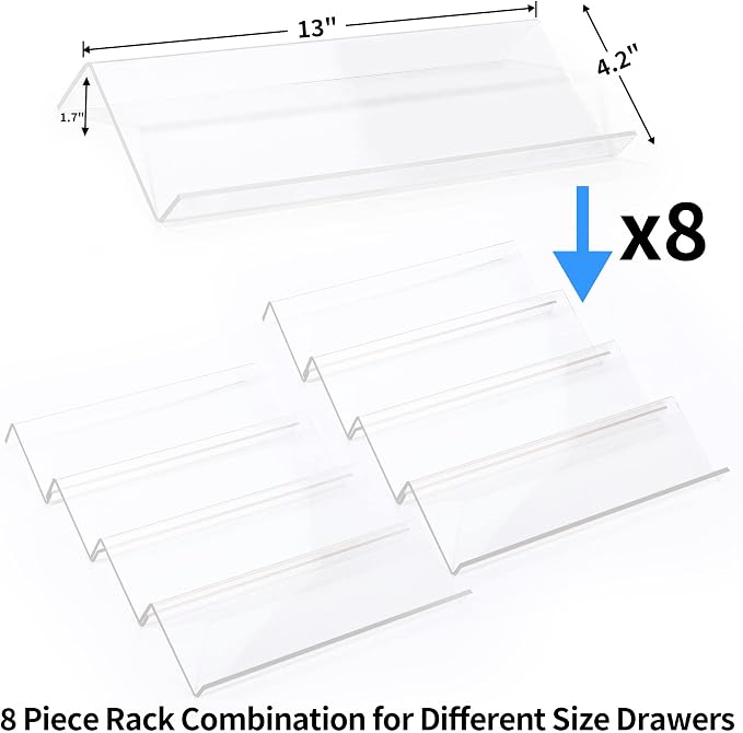 MIUKAA Clear Acrylic Spice Drawer Organizer, 4 Tier- 2 Set Expandable From 13" to 26" Drawer Seasoning Organizer, Kitchen Spice Rack Tray for Drawer/Countertop (Jars not included) (Pack of 2) - Image 4