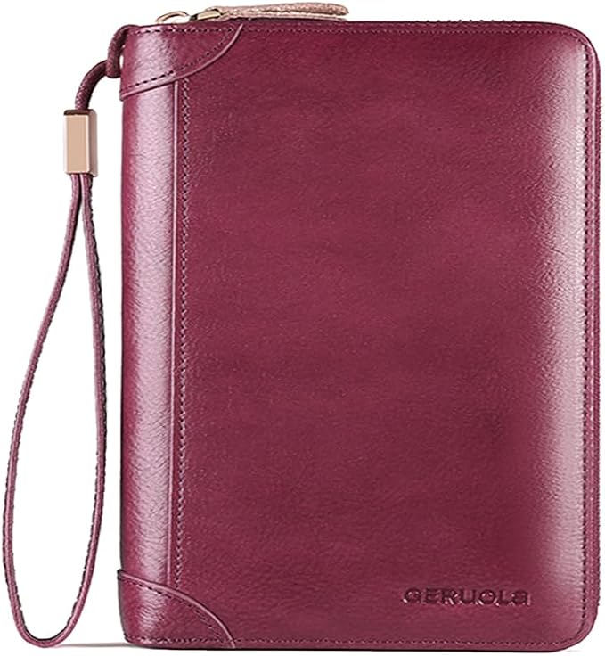 Card Bag Cowhide Wallet Men Coin Purse RFID Blocking Card Case Portable Card Holder Coin Bag Pouch with 12/20/30/45 Card Slots Purple C by PORRASSO