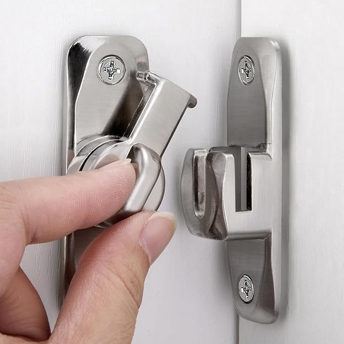 Silvery 90/180 Degree Sliding Door Latches,Right Angle Door Lock | Zinc Alloy Flip Latch,Barn Door Latch,Cabinet Lock,for bedroom,cabinet,drawer,Gardens,Wine Cabinet,garage,window,Pet Cage by Wocoe