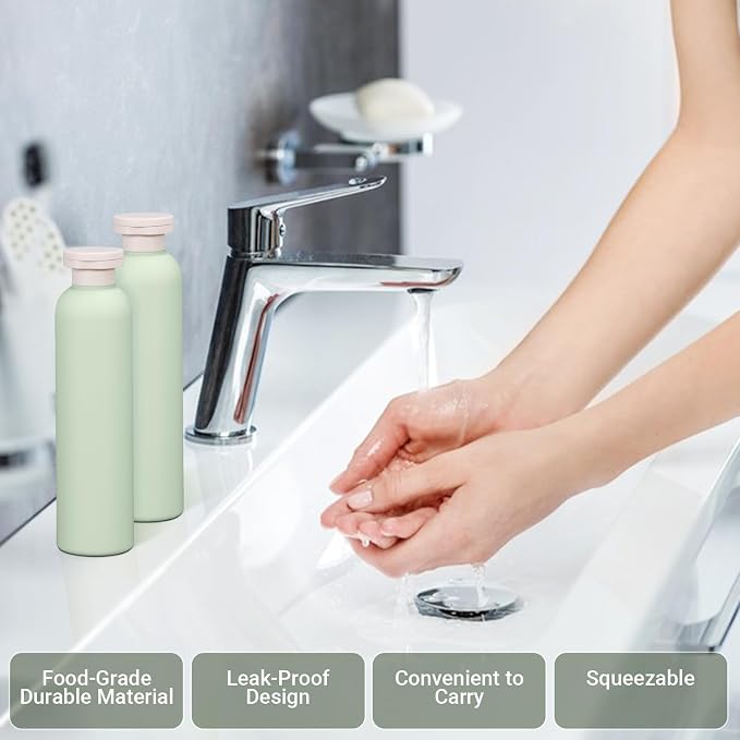 8.8oz Travel Essentials Shampoo Bottles for Toiletries,Empty Plastic Squeeze Bottles with Flip Cap for Tavel Size Shampoo and Conditioner (3 pack, green) - Image 5