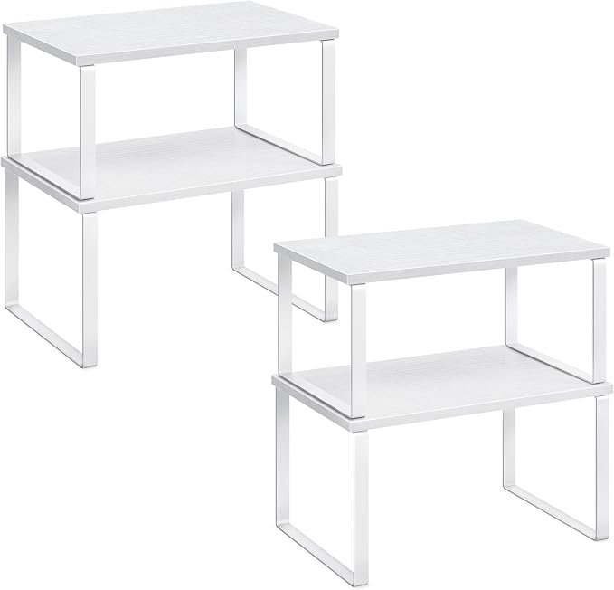SONGMICS Cabinet Organizer Shelf, Set of 4 Spice Rack, Kitchen Storage | Kitchen Storage, Spice Rack, Steel and Particleboard, Snow White and Matte White, BYSTRO Collection UKCS027W01 by Unknown