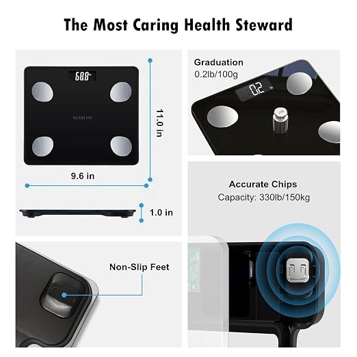 Digital Smart Scale for Body Weight Composition Analyzer Sync App | Bluetooth Sync, Backlit Display, Max 330lb, 0.2lb Precision, Health Monitor, Baby Mode, Bathroom Scale for BMI Fat Muscle - Image 7