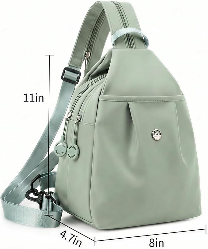 Waterproof 2-Way Mini Commuter Bag, Multi-Compartment Oxford Small Backpack, For，Women,Collegeman, Commuter, Travel with Anti-Theft,Three in One Multifunctional Convertible Design(green) - Image 2