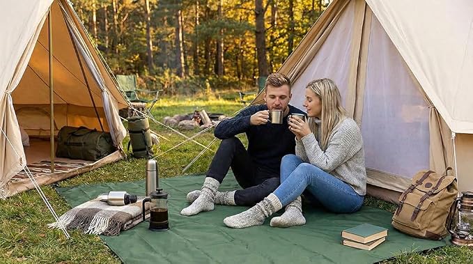 Pocket Blanket, Compact Blanket for Picnic, Beach, Festival | Sandproof, Waterproof, Stakes & Carabiner Included, Packable Lightweight Tarp for Camping, Hiking, Backpacking, Travel - Image 4