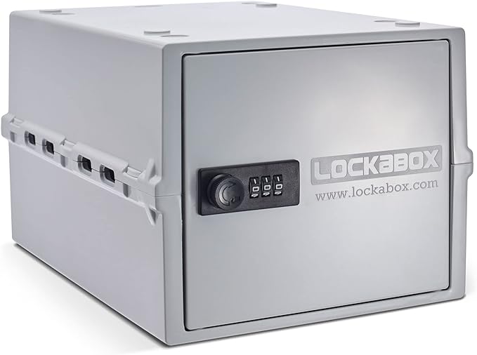Lockabox One™ | Premium Lock Box | Medium Combination Lock Box For Food, Medicine & Home Safety | External Size 12 x 8 x 6.6 inches (Opal White) by Lockabox
