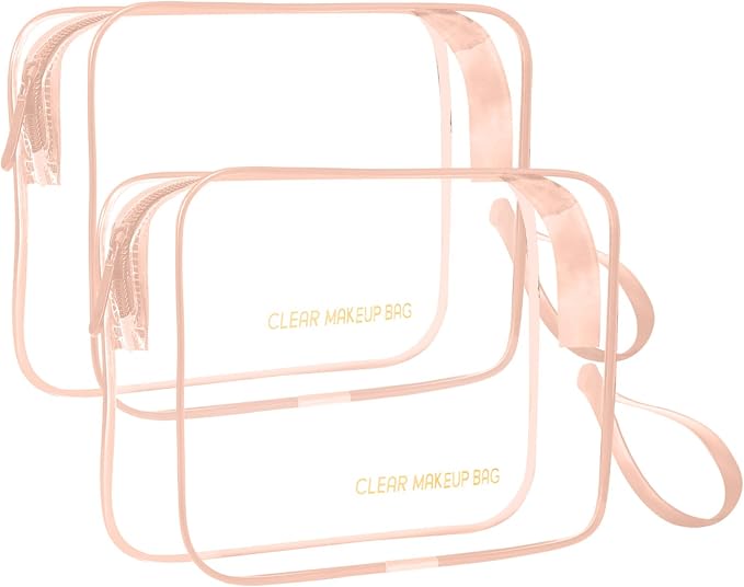 Icramsy Clear Makeup Bag,2 Pack TSA Approved Toiletry Bag Tfor Women & Men | Portable Handheld Design, Waterproof, Airport Airline Compliant, Clear Toiletry Cosmetic Bag by Icramsy