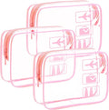 TSA Approved Toiletry Bag 3 Pack,Clear Travel Bags for Toiletries | Carry on Airport Airline Compliant Bag ,Clear Makeup Bags Toiletry bags Quart Size Travel Bag, Pink by Unknown