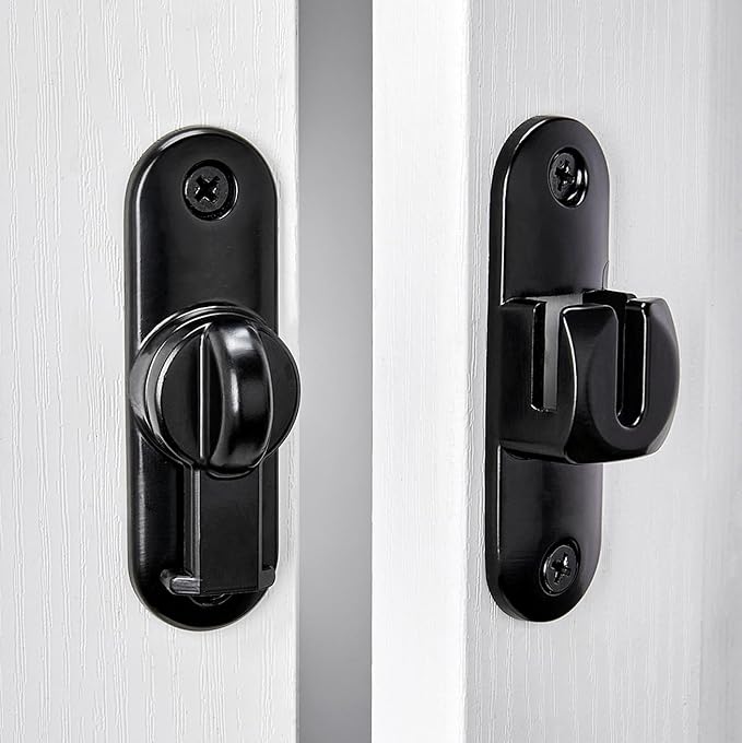 INIRET 3 Packs Black 90/180 Degree Barn Door Latches,Flip Gate Lock | Zinc Alloy Flip Gate Latches,Right Angle Door Lock,for bedroom,garage,sliding door,window,cabinet,drawer,pet enclosures - Image 6