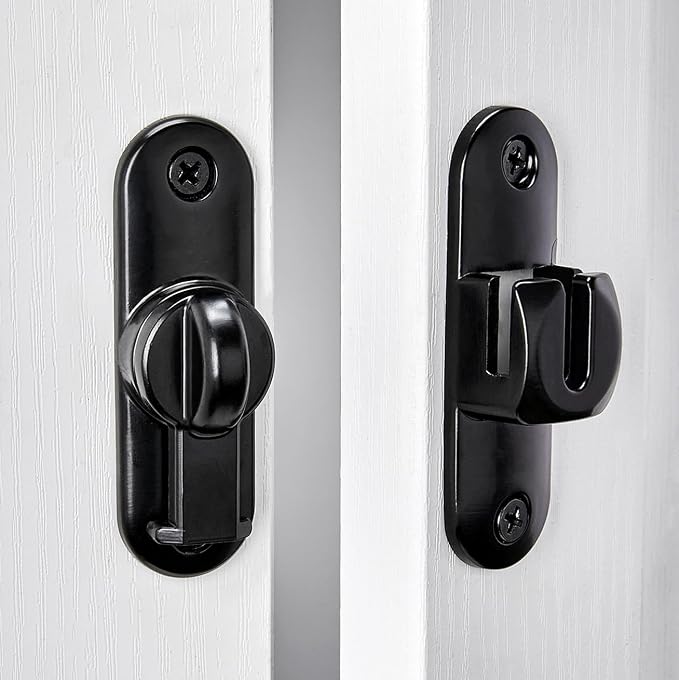 Black 90/180 Degree Barn Door Latches,Flip Gate Lock | Zinc Alloy Flip Gate Latches,Right Angle Door Lock,for bedroom,garage,sliding door,window,cabinet,drawer,pet enclosures - Image 6