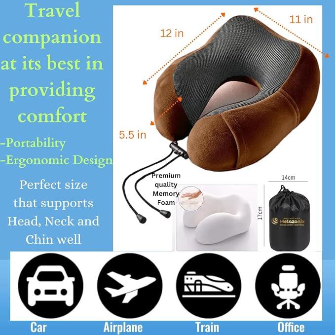 Travel Pillow - 100% Memory Foam - Travel Pillows for Airplane - Neck Pillow Airplane and Car Use - Memory Foam Travel Neck Pillow - Travel Essentials for Women and Men (Candy Apple Red) - Image 4