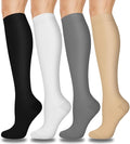 Aoliks Compression Socks for Women and Men 4 Pairs, Mild Support | Long Knee High Stockings for Nurses Running Travel Flying Pregnancy Athletic 15-20 mmHg by Aoliks