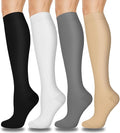 Aoliks Compression Socks for Women and Men 4 Pairs, Mild Support | Long Knee High Stockings for Nurses Running Travel Flying Pregnancy Athletic 15-20 mmHg by Aoliks