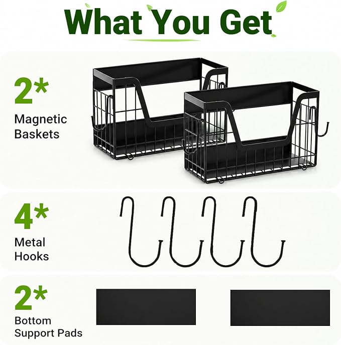UFORU Magnetic Shelf for Fridge, Strong Magnet Storage Rack for Kitchen | 2 Pack Set, Holds Up to 30 lbs, Spacious Hollow Basket Design, Upgraded Material, Durable Construction, Space-Saving Storage - Image 9