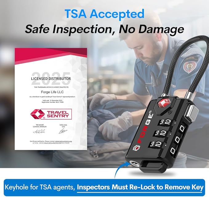 Open Alert TSA Approved Luggage Locks, 6 Pack, Easy Read Dials with Alloy Body. - Image 2
