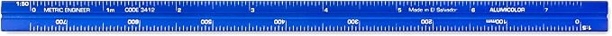 Alumicolor Aluminum Engineer Metric Pocket Scale, 15CM, Blue - Image 2