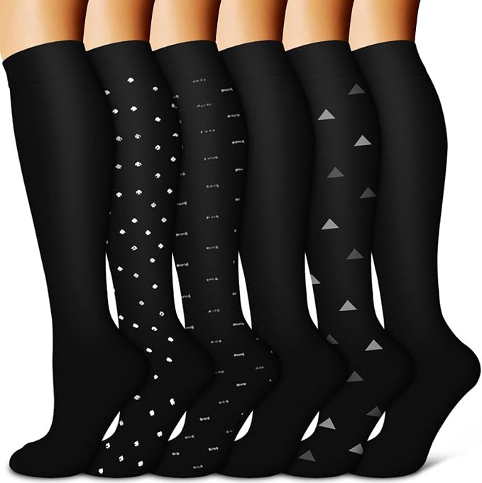 Copper Compression Socks for Women & Men (6 pairs) - Best Support for Nurses, Running, Hiking, Recovery by BLUEENJOY
