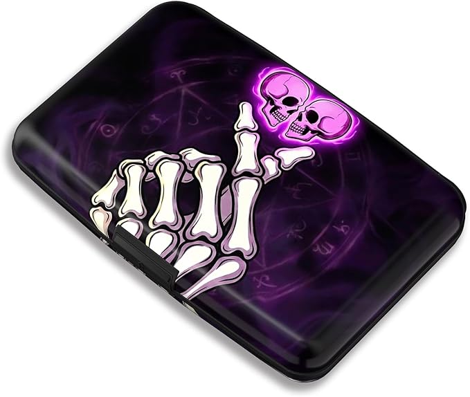 Maicican RFID Blocking Aluminum Credit Card Holder | Slim Metal Wallet for Women & Men, Business Card Case for Travel, Fits Front Pocket, Card holder wallet - Skeleton Love by Maicican