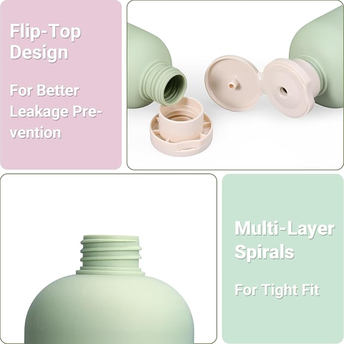 ASEVAT 8.8 oz Travel Refillable Shampoo Bottles, Plastic Empty Plastic Squeeze Bottles with Flip Cap, Travel Containers for Shampoo and Conditioner for Lotion, Cream and Liquids (4Pcs) - Image 5