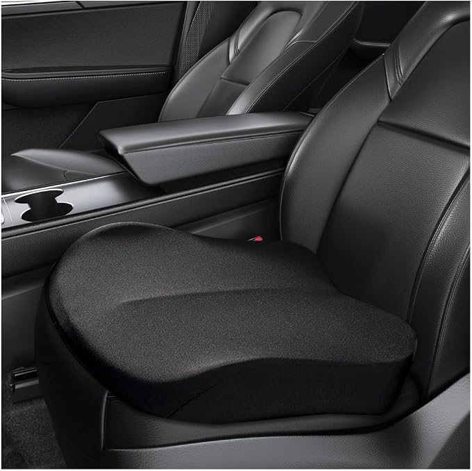Car Seat Cushion, Comfort Memory Foam Car Cushion, Non-Slip Auto Booster Seat Cushion for Improve Driving Vision, Suitable for Vehicles Trucks SUVs Car Accessories (Black) by Unknown