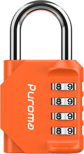 Puroma 1 Pack Combination Lock Locker 4 Digits Combo Padlock Gym Orange | For School Gate Fence Toolbox Hasp Storage, Outdoor, Resettable, Weatherproof, Side Window, Crack Cut Resist, Hardened Steel by Puroma