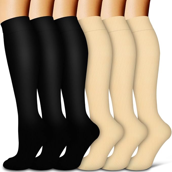 Compression Socks for Women & Men Circulation(6 pairs)-Graduated Supports Socks for Running, Athletic Sports by LaiteHebe