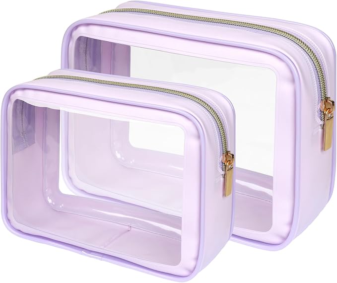 Clear Makeup Bag Foldable - TSA Approved Toiletry Bag for Travel | Metal Zipper, Reinforced Seam, Water Resistant, Medium for Carry-on, Large for Checked Luggage, for Car Storage Organizer by Packism