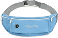 Slim Running Belt Fanny Pack, Waist Pack Bag for Women Men, Running Pouch for Phone Waterproof Reflective with 3 Pouches, Running Phone Holder for Sports, Traveling (Skyblue) by Peginmol