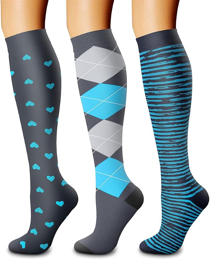CHARMKING Compression Socks for Women & Men Circulation (3 Pairs) 15-20 mmHg is Best Support for Athletic Running Cycling by CHARMKING