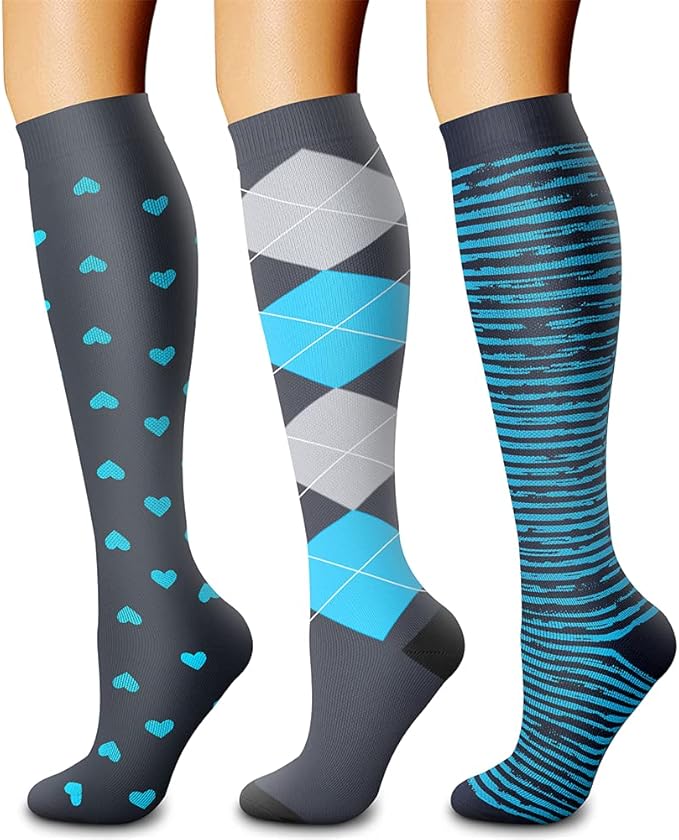 CHARMKING Compression Socks for Women & Men Circulation (3 Pairs) 15-20 mmHg is Best Support for Athletic Running Cycling by CHARMKING