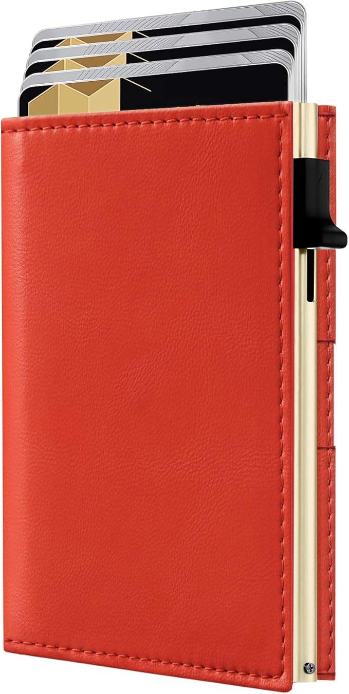 QLD RFID Wallet for Women - Small Slim Trifold Wallet Anti-Theft Pop up Card Holder, Minimalist, Ultra Thin, Front Pocket, Premium Leather, 9-11 Cards Capacity | ID Window | Cash Slot by QLDBrand