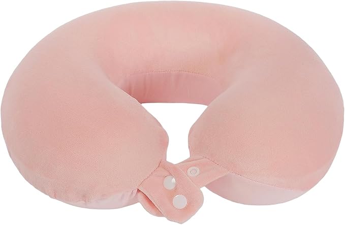 Travel Neck Pillow, Top Memory Foam Pillow for Head Support, Ideal for Airplanes, Cars, and Home Recliners, Adjustable and Soft (Pink) - Image 2