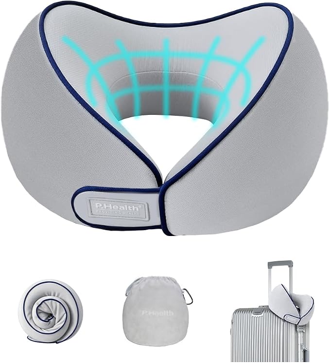 Travel Neck Pillow for Airplanes, Neck Support Pillow for Sleeping & Pain Relief, Stuffable Cervical Pillow, Portable Travel Essentials for Plane, Car & Office(Gray) by Back2
