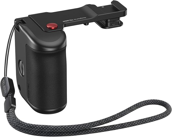 TELESIN Metal Street Photography Grip Handle for DJI Action 5 Pro/4/3 | Seesaw Shutter Button, Quick Release, Cold Shoe, Wrist Strap, 1/4 Threaded Hole Camera Grip, Camera Grip for TELESIN Cage by telesin
