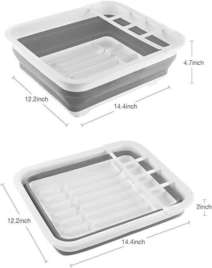 THANSTAR Collapsible Dish Drying Rack Portable Dinnerware Drainer Organizer for Kitchen RV Campers Travel Trailer Space Saving Kitchen Storage Tray - Image 3