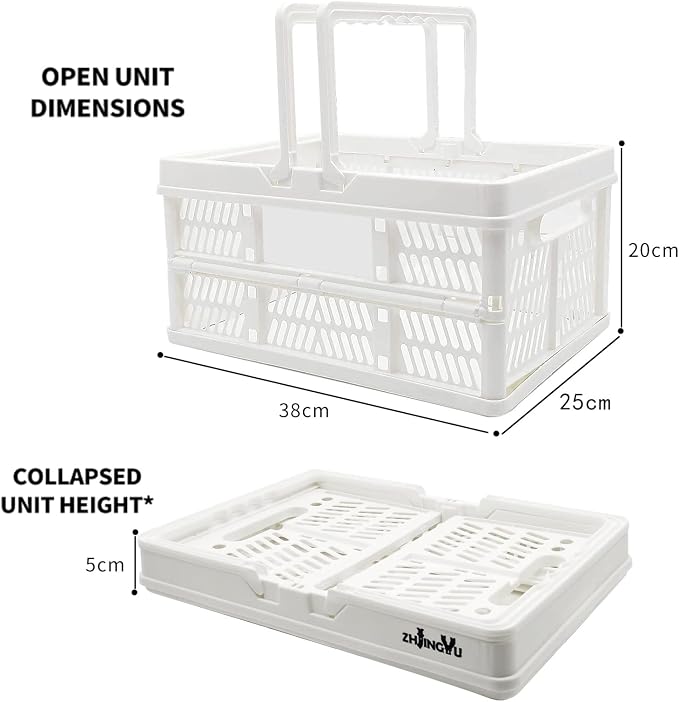 Plastic crates for storage,plastic baskets for organizing,14.96x9.84x7.87" | Foldable Shopping crate with Handles,collapsible storage crate,basket for car Garden Kitchen,Bathroom,office - Image 4