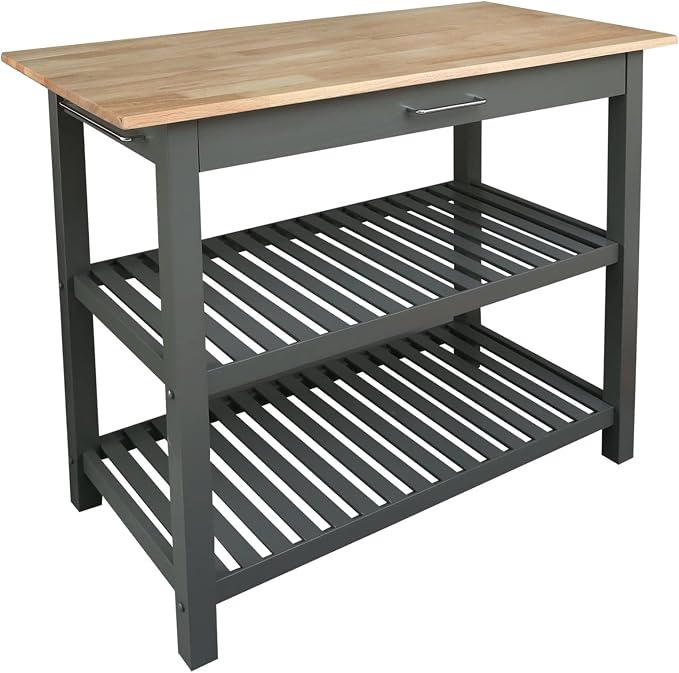 Casual Home Kitchen Island with Solid American Hardwood Top, Slate Gray, 40" W (373-932) by CasualHome