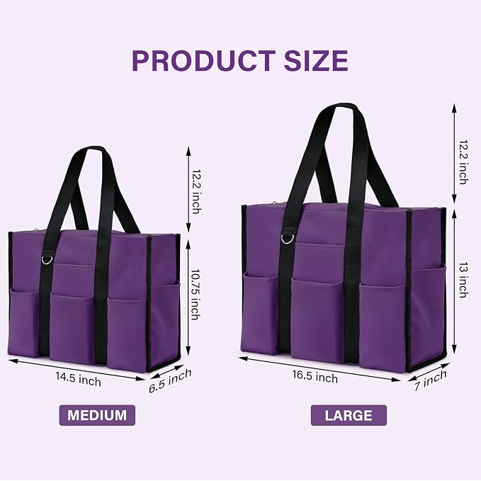 Becokan Large Tote Bag for Women Waterproof with 12 Pockets Top Zipper Closure Utility Teacher Nurse Bags for Work School - Image 5