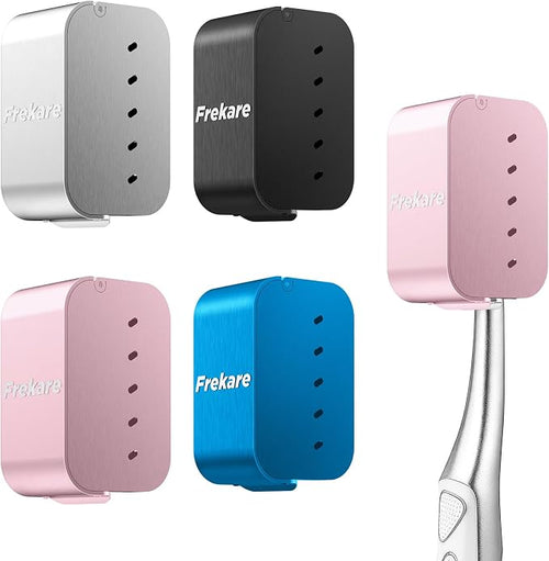 Aluminum Toothbrush Covers Caps, Travel Toothbrush Head Protector Metal Pod | 4 Count Metal Brush Pod Case Fits Most Manual and Electric Toothbrushes, for Household, Bathroom, Business Trip by Frekare