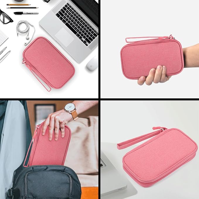 CAAORDKSO Electronic Organizer Travel Cable Accessories Bag, Electronic Organizer Case, Electronic Accessories Organizer Pouch Bag for Cable, Cord, Charger, Phone, Power Bank, Earphone (Pink) - Image 6